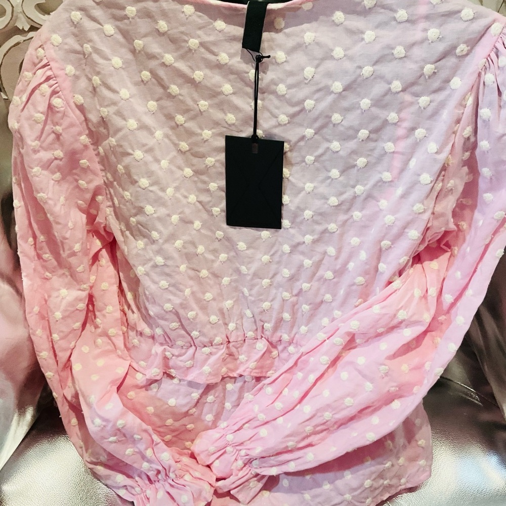 Pink Polka Dot Women's Top - Picture 2 of 5